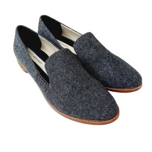 Matt Bernson Ellington Wool Size 7 Gray Cushioned Leather Braid Loafer Flat EUC
